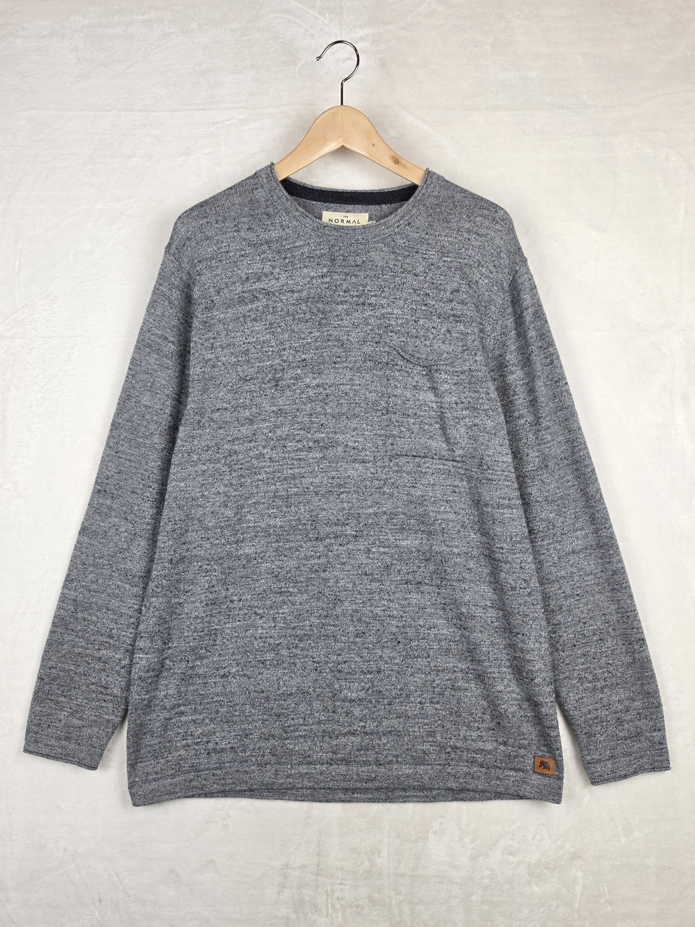 The Normal Brand Crewneck Sweater Mens L Gray Heather Chest Pocket Pullover